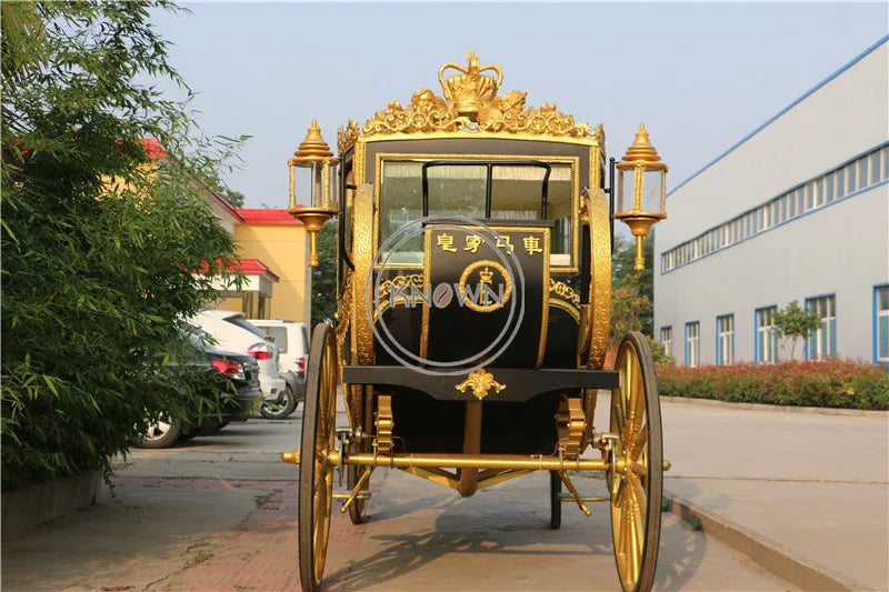 2022 Black Color Royal Horse Carriage Luxury Wedding Horse Cart Attraction Exhibition Horse Carriage