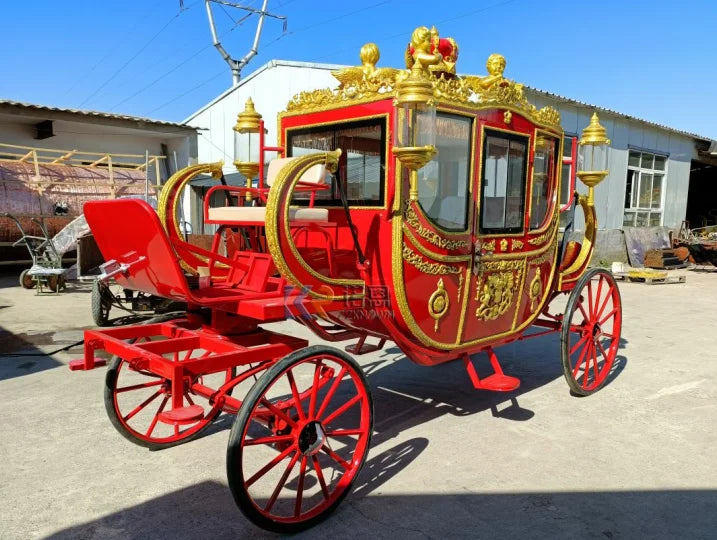 2023 New Style Royal Horse Carriage Wagon Electric Wedding Classical Princess Sightseeing Cart with 4 Wheels