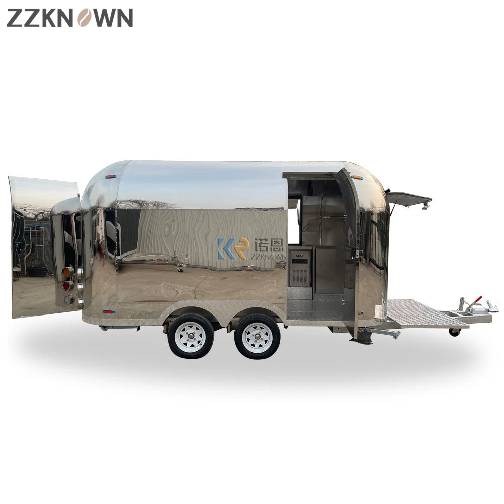 Stainless Steel Food Trailer with DOT CE Certificate Mobile Fast Food Trailer Street BBQ Food Truck with Full Kitchen Equipments