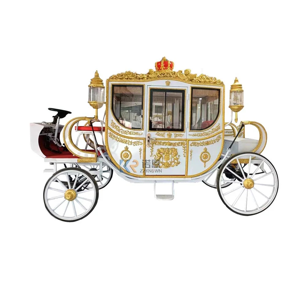 Top Quality New Style White Pumpkin Horse Drawn Carriage Victoria Passenger Four Wheels Horse Buggy