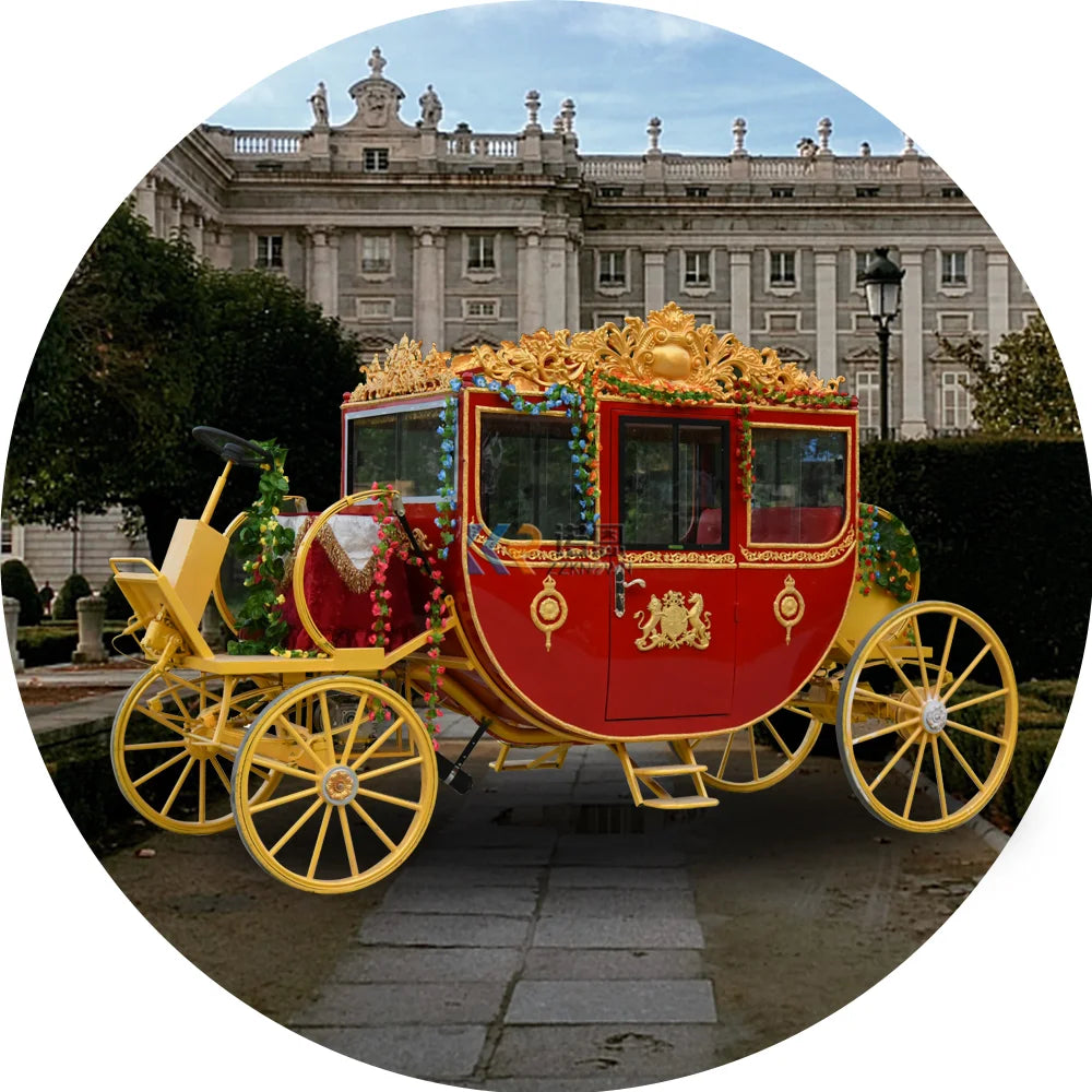 White Electric Royal Horse Carriage Customized Add Air Conditioning Princess Wedding Horse Trailer Royal Carriage For Sale