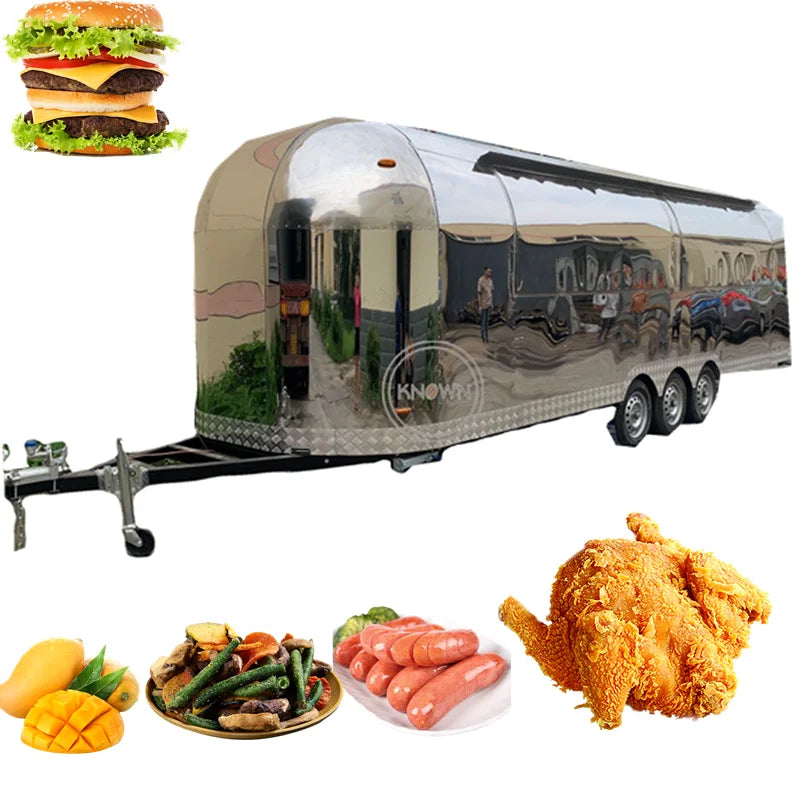 OEM Multi-functional Air Stream Food Trailer for Sale Pizza Hamburger Commercial Food Truck  Mobile Coffee Cart