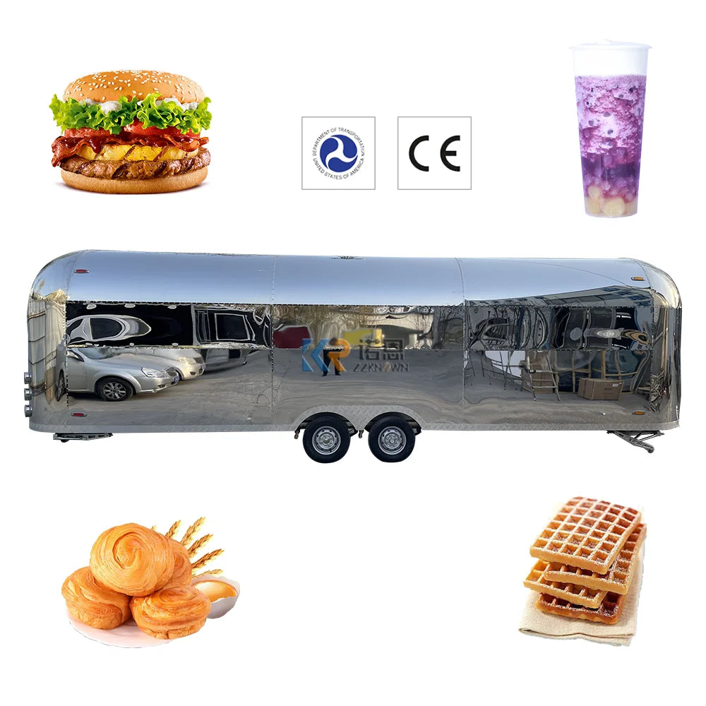 The US Standard Mobile Kitchen Street Food Trailer Fast Food Concession Trailer Food Truck with Full Kitchen