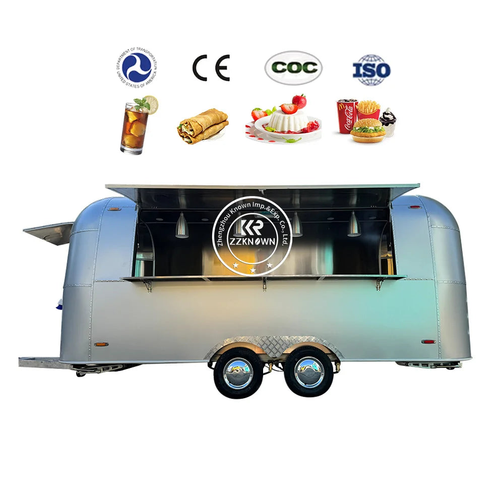 Fast Stainless Steel Food Trailer Ice Cream Cart Concession Food Trailer Mobile Air Stream Food Truck With Full Kitchen