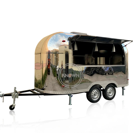 OEM Airstream Stainless Steel Hot Dog Pizza Coffee Ice Cream Vending Cart Restaurant Mobile Fast Food Trailer Truck for Sale