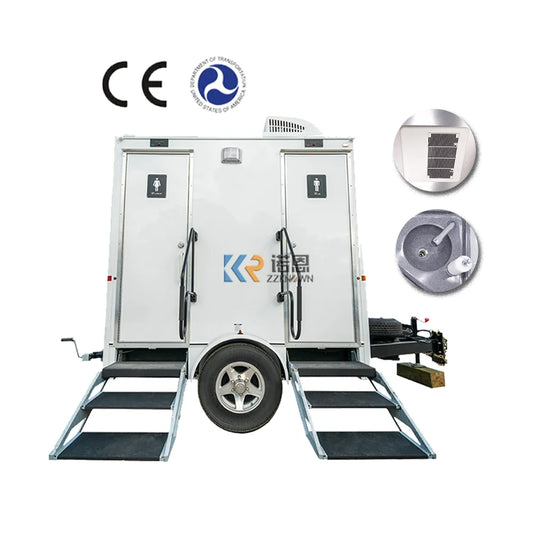 2023 10 Station Portable Restroom 28 Feet Mobile Toilet Trailer For Sale In USA Portable Toilets For Sale