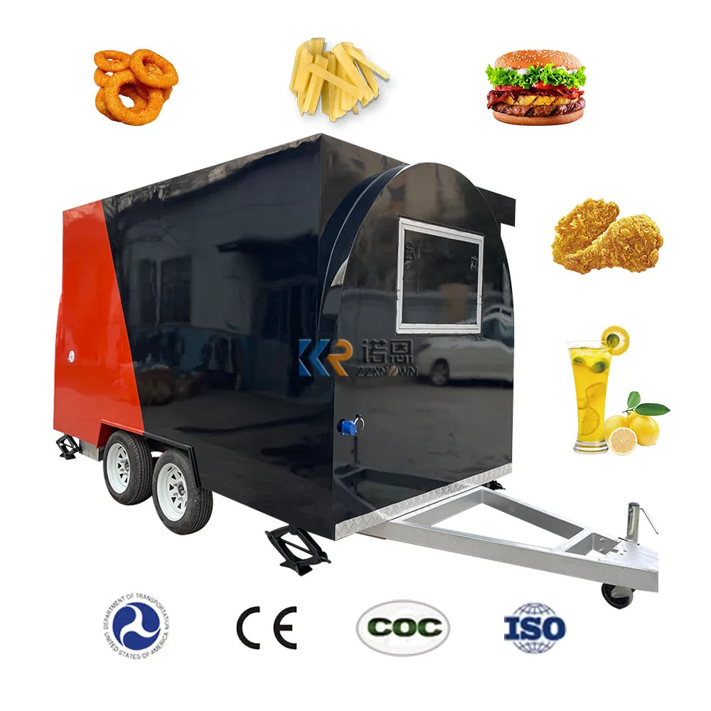 Factory Wholesale Food Truck Street Mobile Food Cart Outdoor Kitchen Fast Food Trailer With Cooking Equipment For Sale