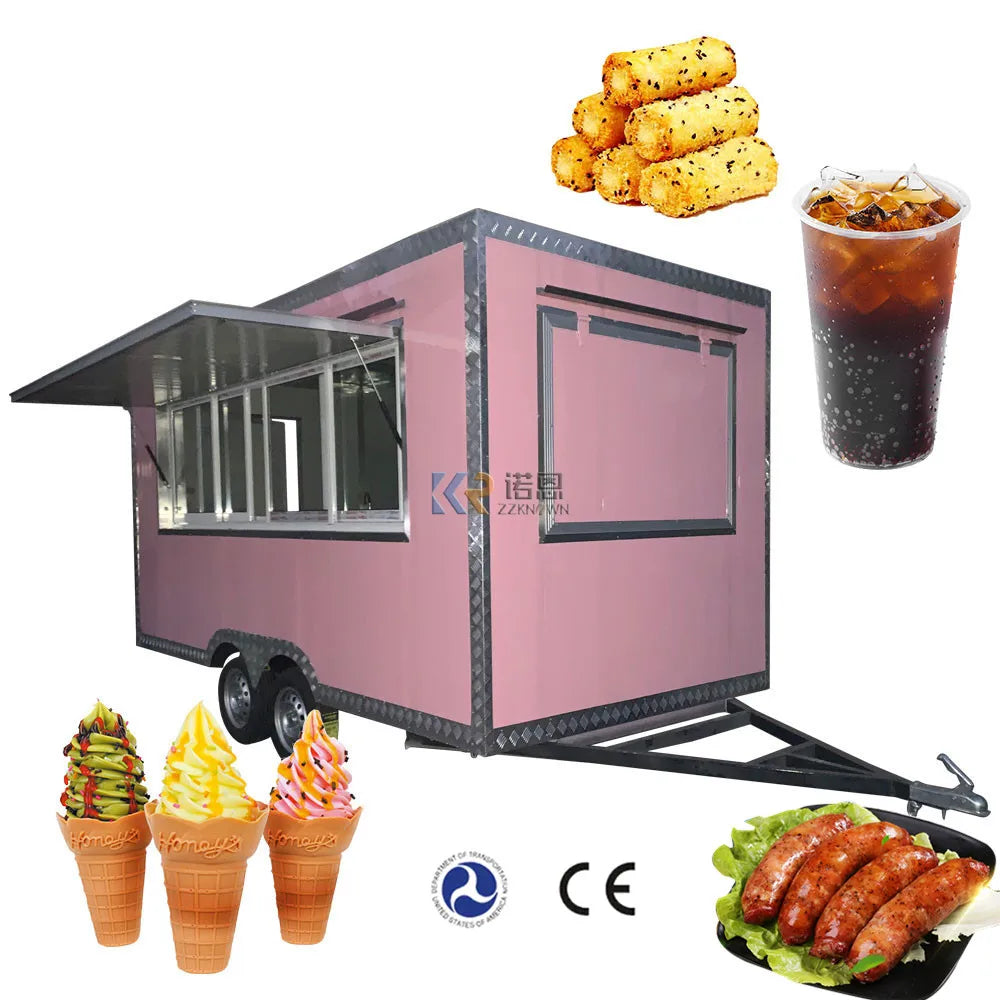 2023  Food Cart Price Outdoor Australian Standard Trailer Pink Trucks Food Trailer with Full Kitchen Equipments