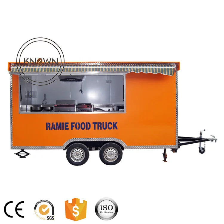 OEM USA Standard Mobile Food Car 16ft Square Concession Fast Food Trailer Trucks with Working Table