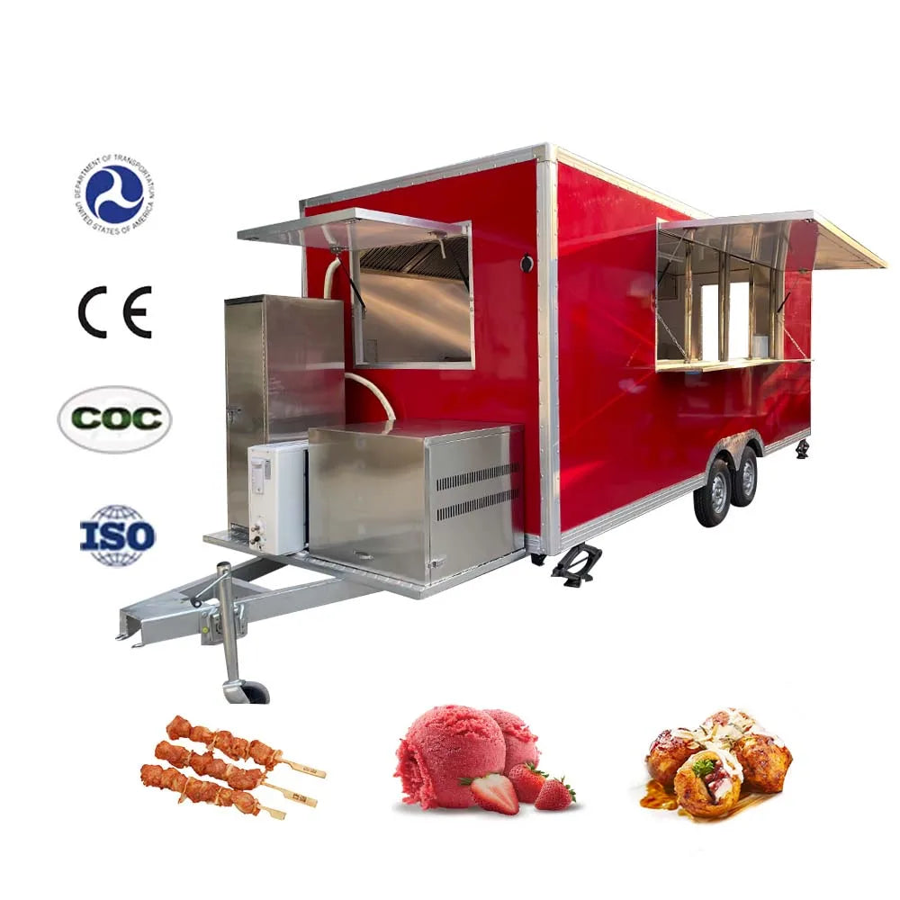 2023 Fashion Design Ice Trucks With Freezer Concession Mobile Kitchen Food Trailer Food Truck with Full Kitchen Equipment