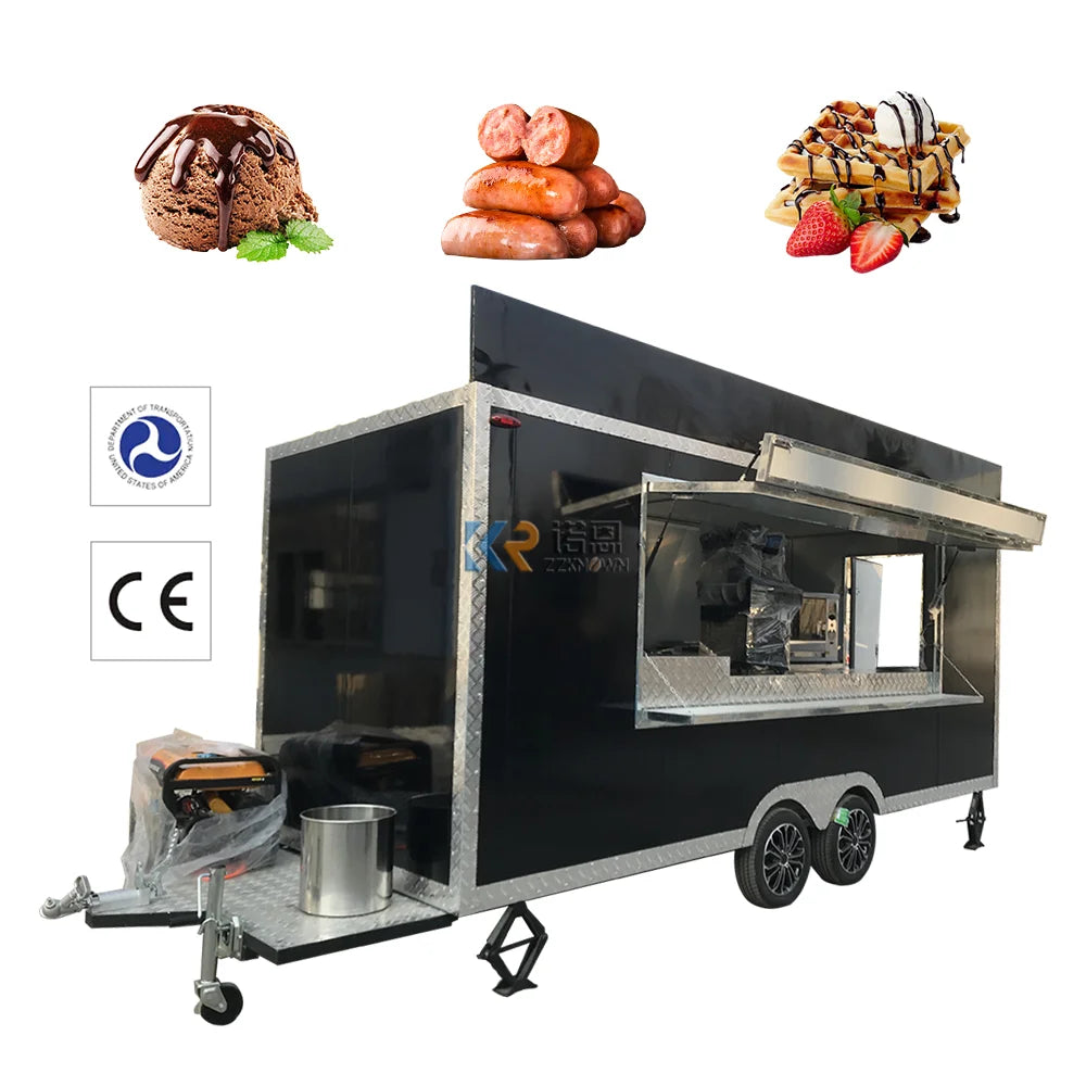 2023 Retail Automatic Food Truck Usa Trailer For Coffee Street Kiosk Fully Equipped Ice Cream Coffee Fast Food Truck