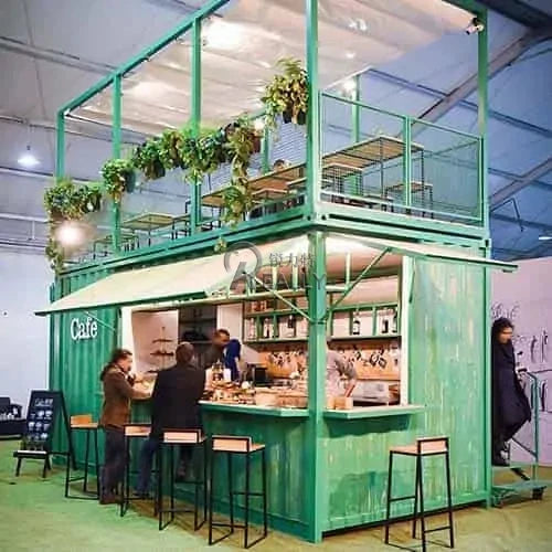 Bar de contenedores móviles, cafetería de contenedores de envío completamente hecha, quiosco de café de contenedores de diseño moderno