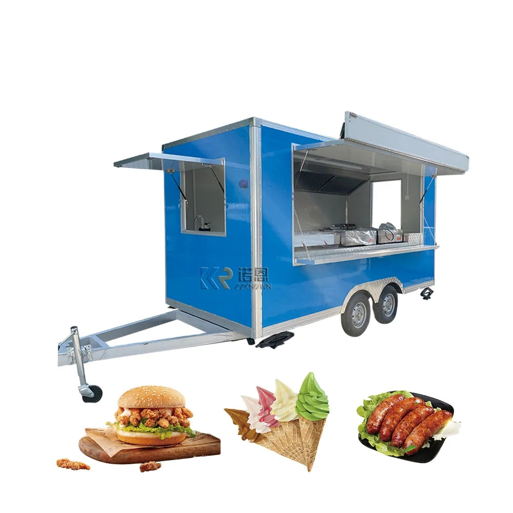 2023 Outdoor Food Truck Street Food Cart Coffee Pizza Carts Mobile Kitchen Snack Trailer US Standard