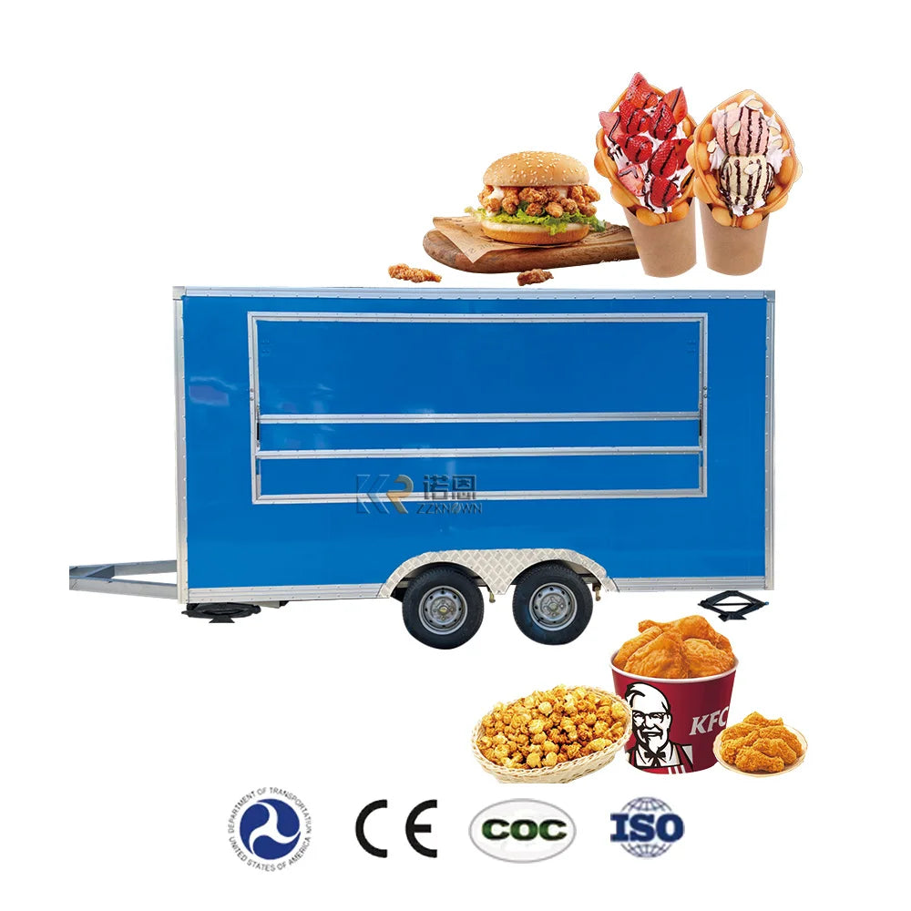 2023 Good Price Food Cart with Fried Ice Machine Coffee Carts Mobile Food Trailer Street Food Catering Trailer for Sale