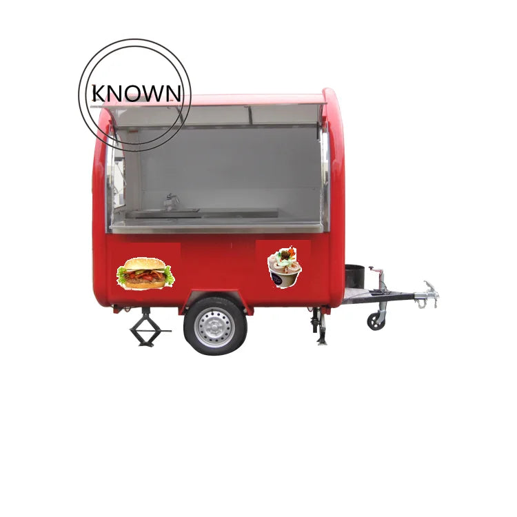 2023 2.2m Length Snack Food Truck Trailer Street Mobile Kitchen Hot Dog Ice Cream Coffee Cart For Sale Catering Equipment Van