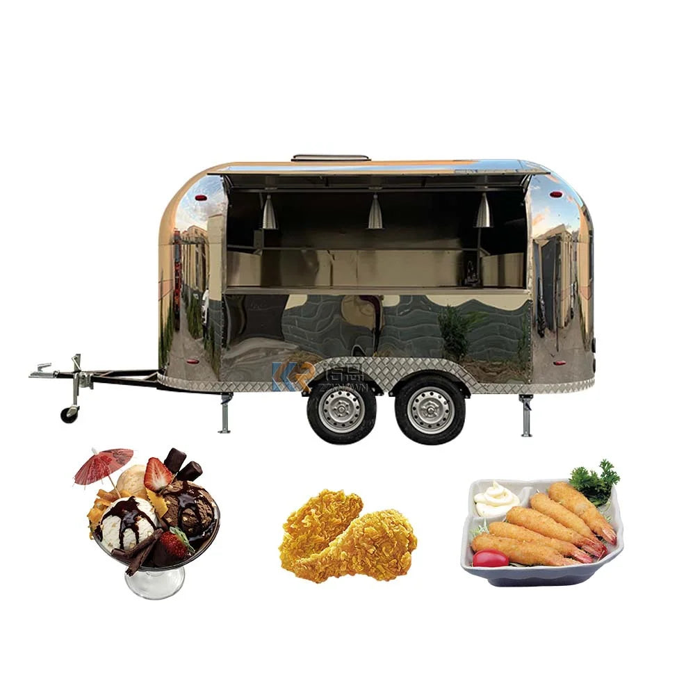 Food Cart Beverage Vending Cart Outdoor Mobile Fast Food Trailer Customized Food Truck With Full Kitchen