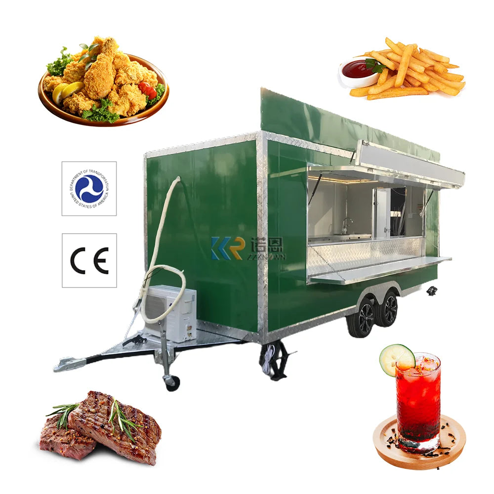 2023 Food Trailer For Sale Caravan Mobile Cart Fast Exhaust Fan Fully Equipped USA Standards Food Trailers