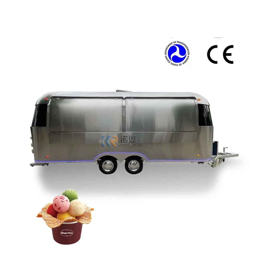 Customized Stainless steel Food Trailer With DOT CE Certificate  Food Trailer Street Bbq Food Truck With Full Kitchen Equipments