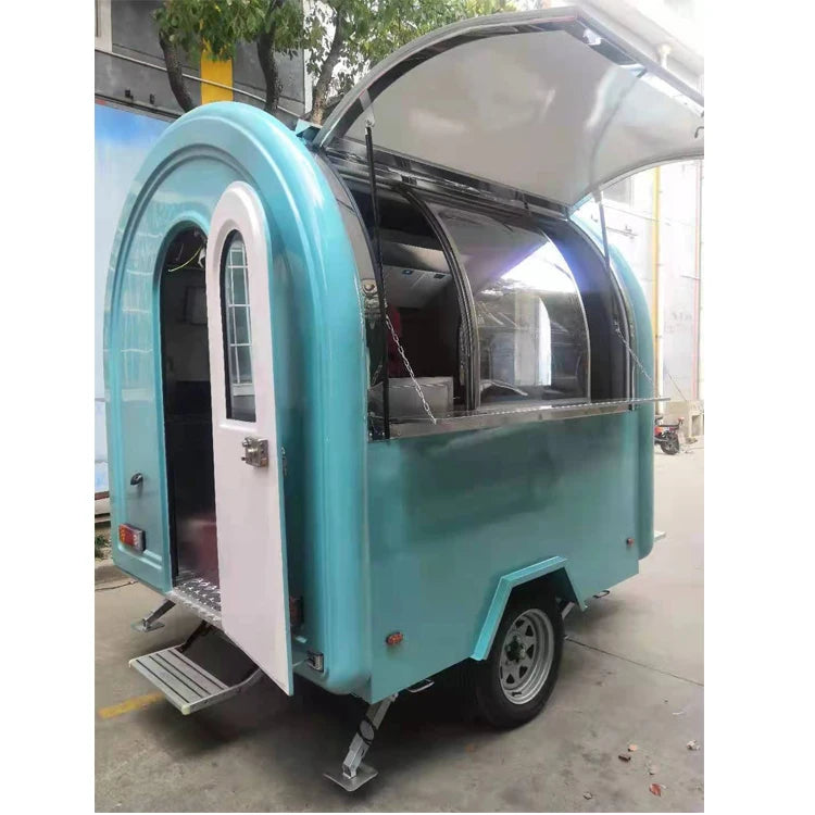 Round Food Trailer For Sale 2024 New 280 Food Truck Mobile Fast Food Cart Mobile  Open Concession Outdoor Kitchen Pizza Trailer