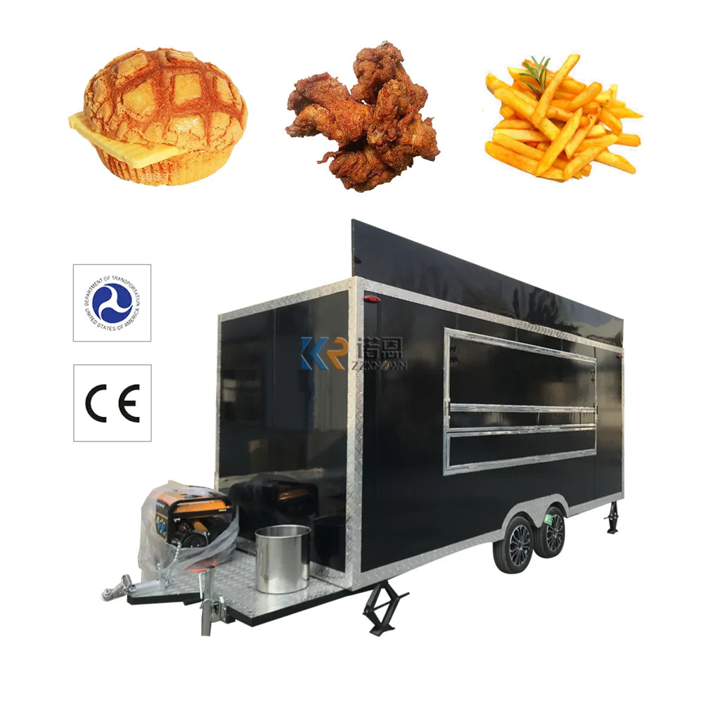 OEM  Concession Street Burger Fast Food Cart Crepe Hot Dog Coffee Food Trailer Fully Equipped Food Truck For Sale