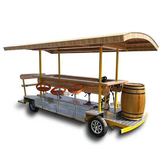 Carro de bar móvil para exteriores con certificación CE, nuevo producto, carrito para golosinas, bocadillos, 7 pasajeros, bicicleta para cerveza