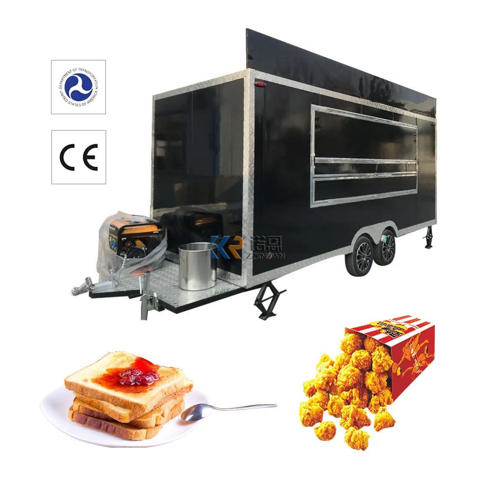 OEM  Concession Street Burger Fast Food Cart Crepe Hot Dog Coffee Food Trailer Fully Equipped Food Truck For Sale