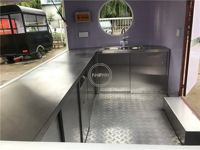 Mobile Food Truck With Pizza Oven Outdoor  Hotdog Cart Commercial Kitchen Equipment Ce Dot Support