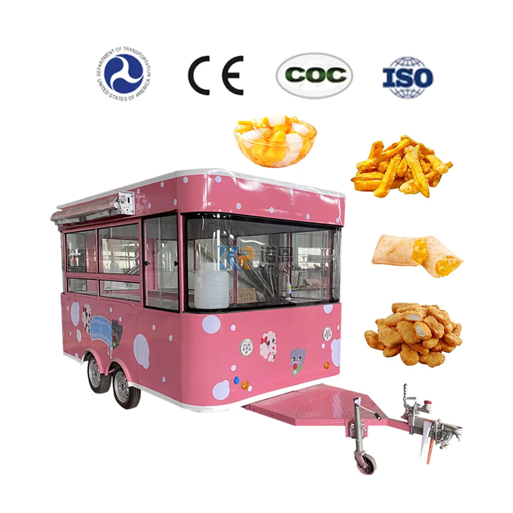 BBQ Trailer Food Trailer For Europe Ice Cart Food Warmer Truck Hot Dog Trailer Fast Food Truck With Full Kitchen