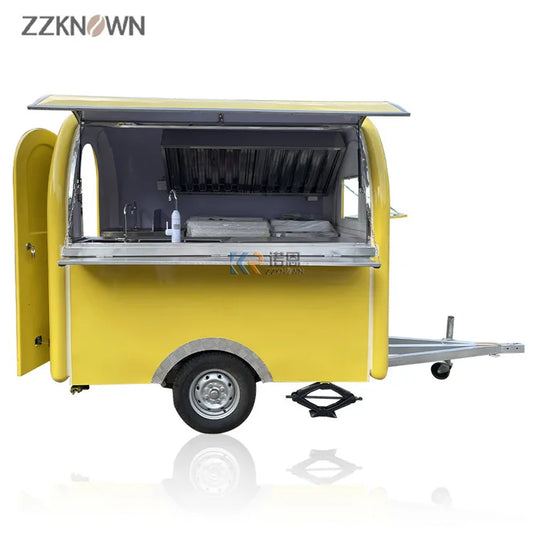 220CM Long BBQ Truck Kiosk Cart Hot Dog Coffee Vending Trailer Mobile Outdoor Street Food Caravan