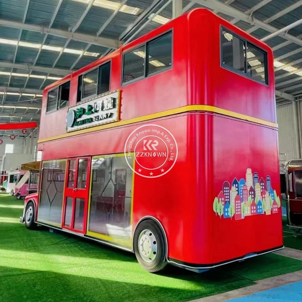 2024 Highly Catering Mobile Food Cart Cafe Car Double Decker Price Food Carts For Sale Trolley 2 Concession Trailer