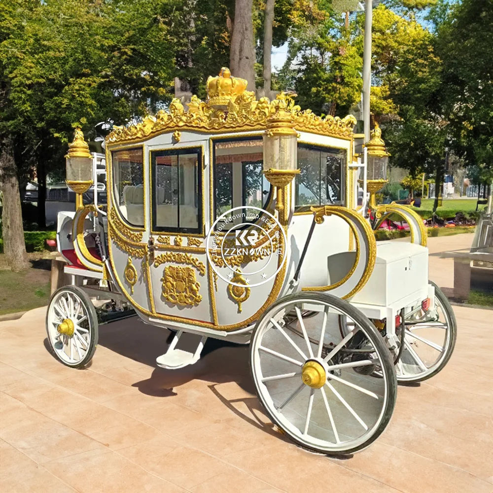 OEM Double Row Sculpture Mural Red Gold Royal Carriage Wedding Carriage Deluxe Horse Carriage Manufacturer Electric