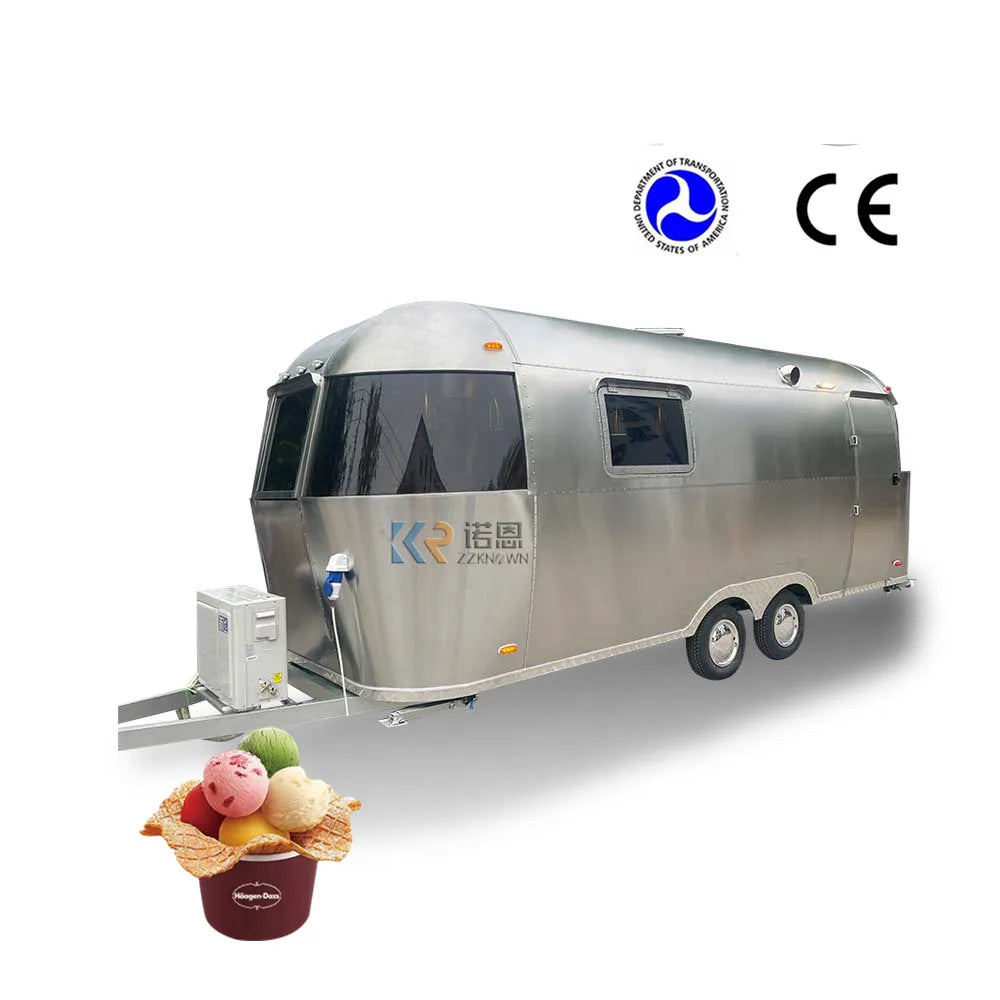 Fast Food Trailer Street Restaurant Stainless Steel Mobile Food Truck For Sale With Kitchen