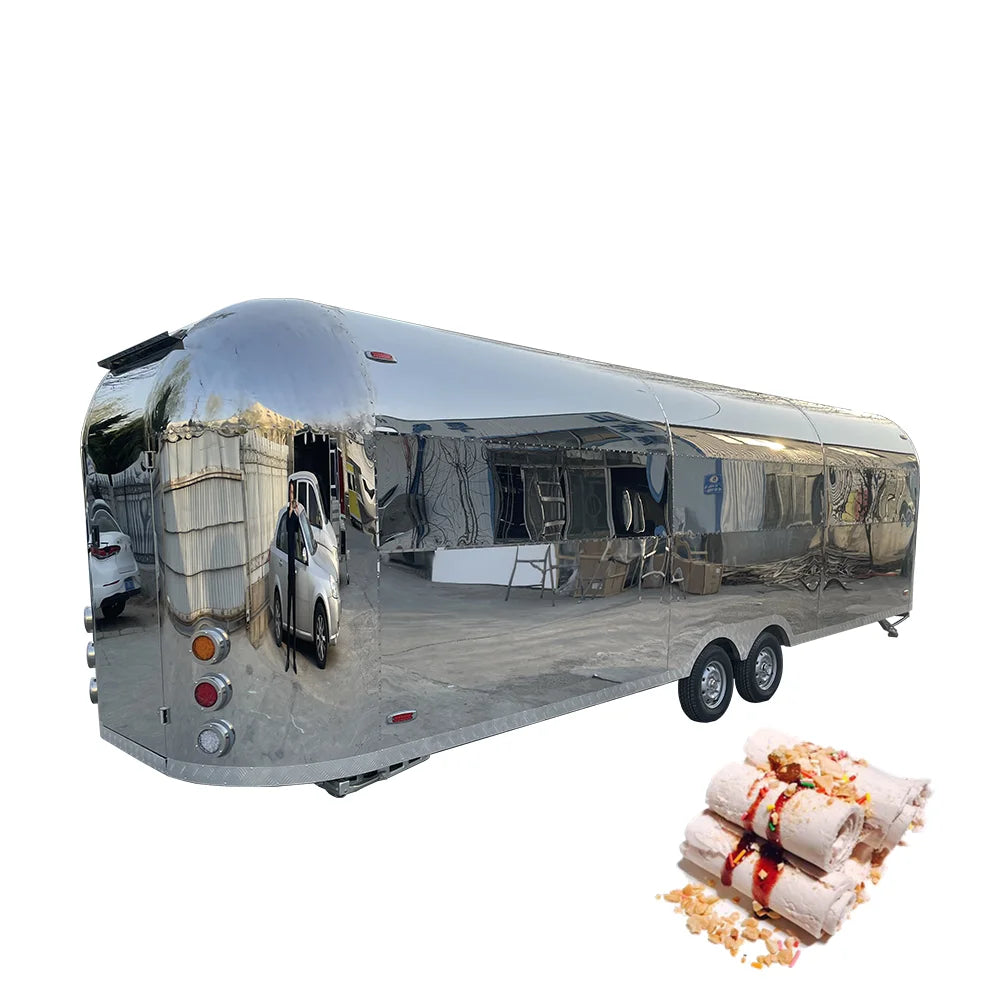 Carro de comida móvil Concesión de catering de café Remolque de comida rápida Airstream Camión de comida helada totalmente equipado