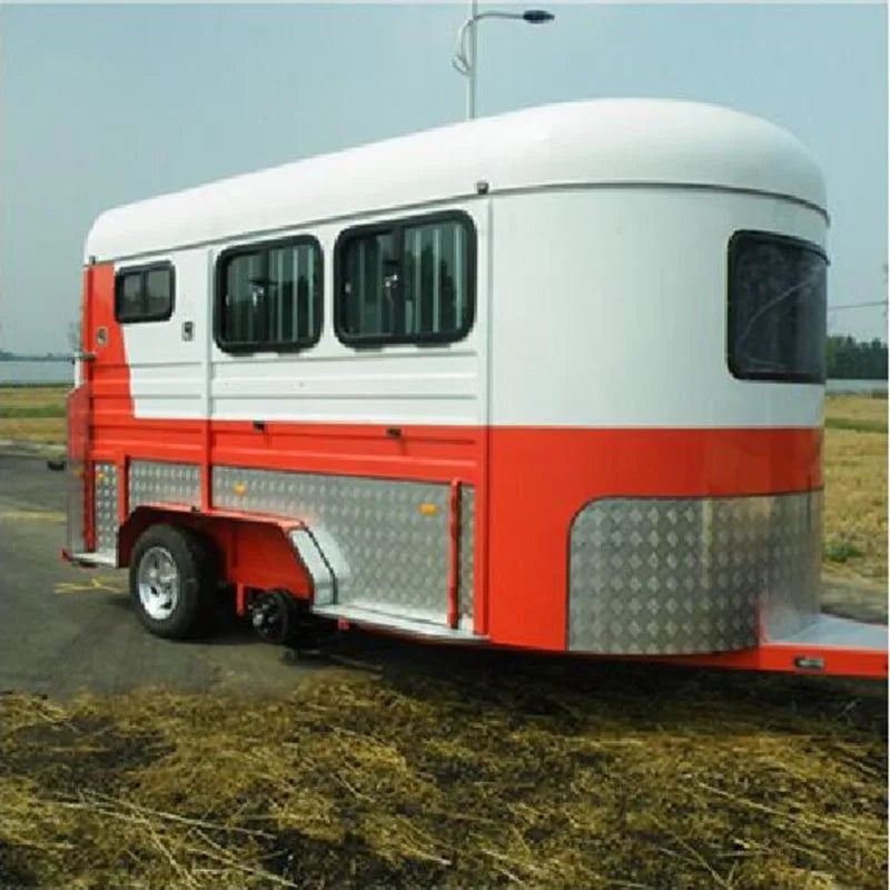 2024 Galvanized 2 Horse Float Trailer with Living Quarters Deluxe Angle Horse Load Cart supporting Customization