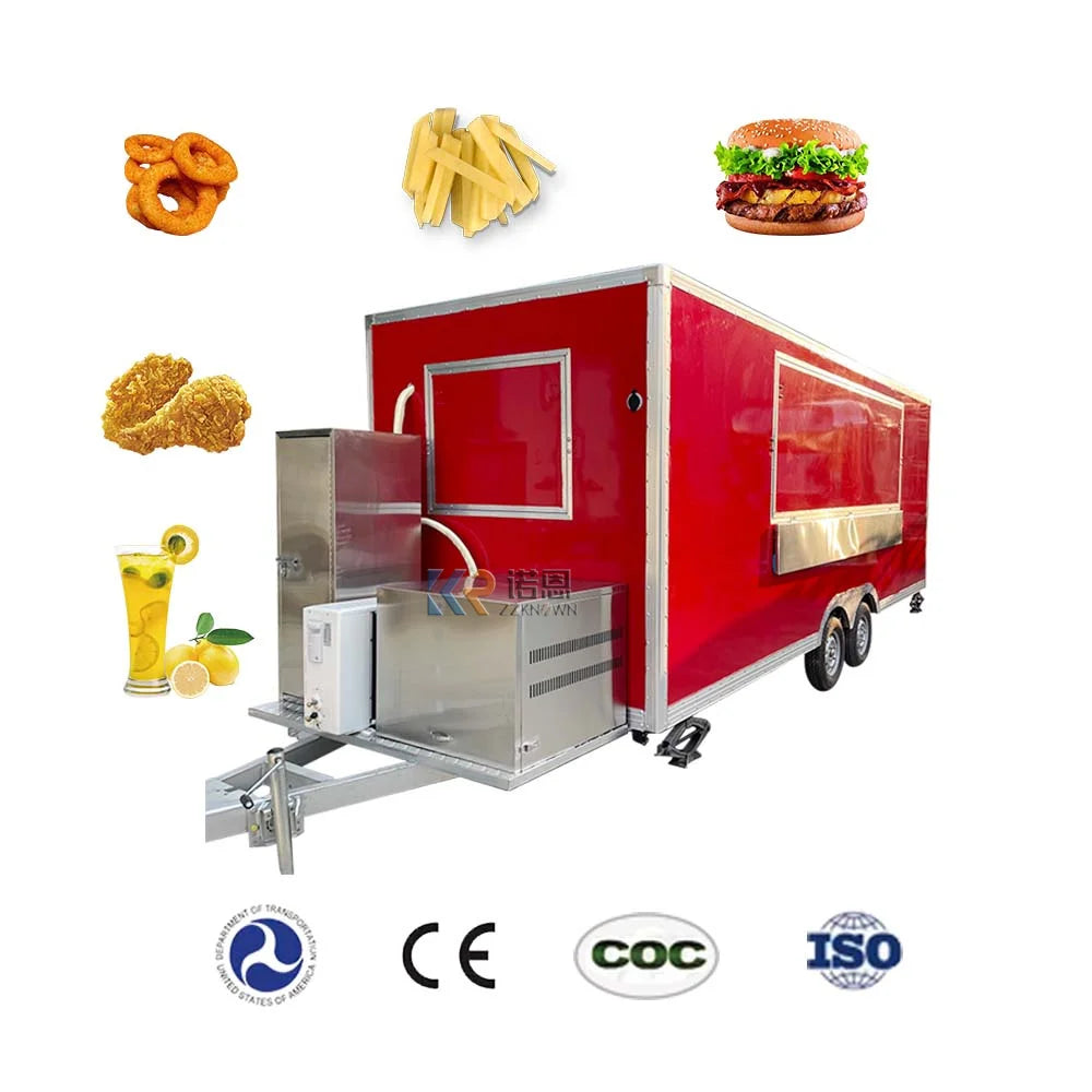 2023 CE Fast Food Snack Fruit Coffee Ice Freezer Food Cart Trailer Food Truck with Full Kitchen Equipment