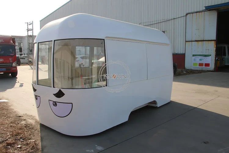 Chariot de nourriture mobile OEM Smiley face 4M, remorque de vente de nourriture, camion de bus pour hot-dogs