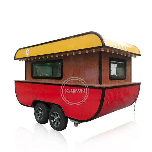 Remolque móvil para barco OEM, camión de comida rápida, carrito de venta de refrigerios helados, quiosco de venta de alimentos personalizado con 5 m de longitud