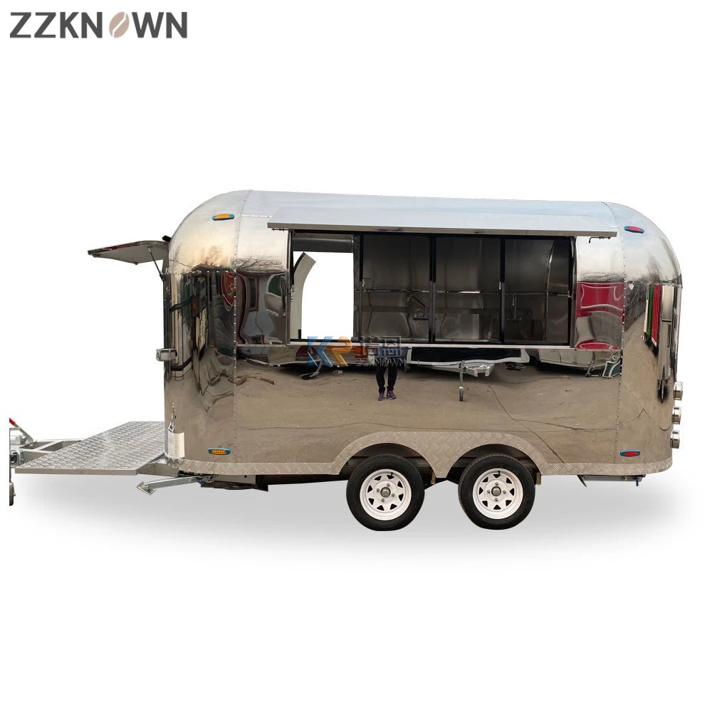 Stainless Steel Food Trailer with DOT CE Certificate Mobile Fast Food Trailer Street BBQ Food Truck with Full Kitchen Equipments