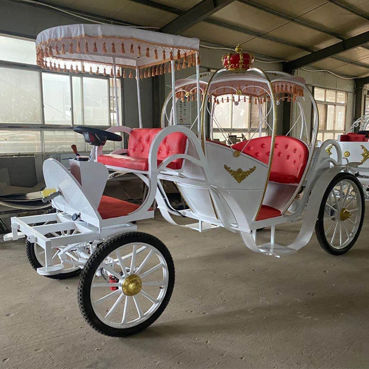 Wagon électrique pour chevaux de mariage à vendre Chariots de marathon de chevaux de Cendrillon de mariage blanc Transport spécial néerlandais