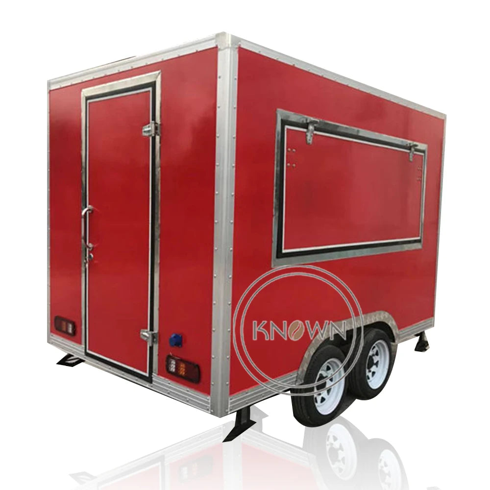 OEM Square Fast Food Van Trailer Mobile Kitchen Catering Cart Truck Customized Hot Dog Vending Kiosk