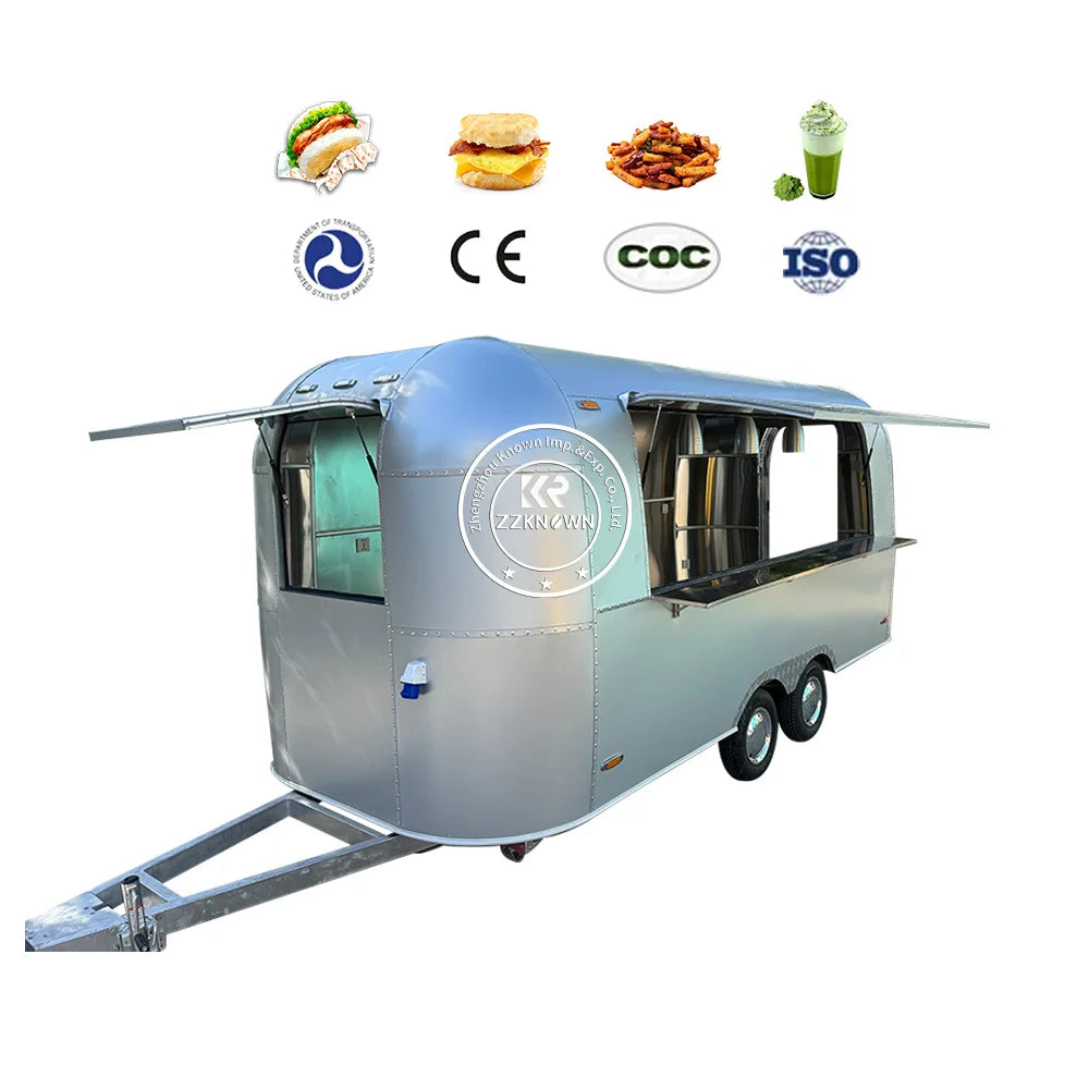 Fast Stainless Steel Food Trailer Ice Cream Cart Concession Food Trailer Mobile Air Stream Food Truck With Full Kitchen