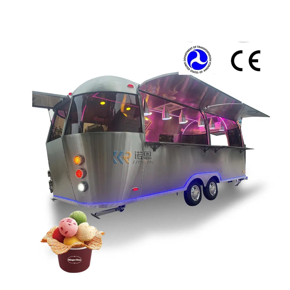 Commercial Stainless Steel Mobile Food Cart Hot Dog Cart For Street Food American Standard Food Trailer with DOT