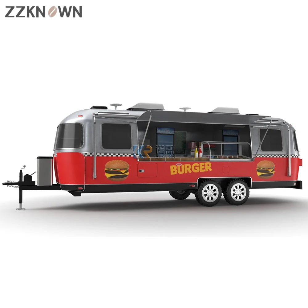 Custom Burger Pizza Barbecue Food Track  Mobile kitchen Ice Cream Coffee Vending Cart Fast Food Trailer for Sale