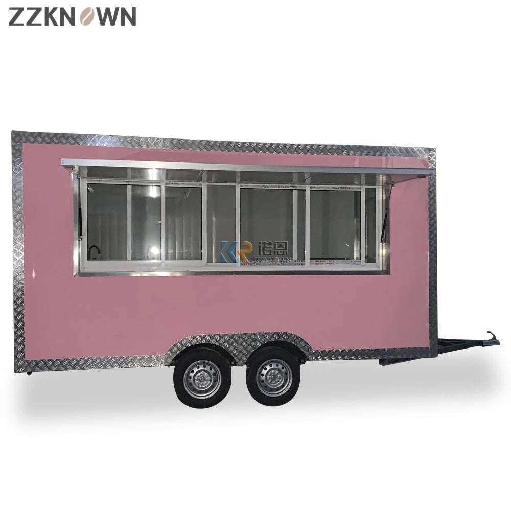 CE and Dot Factory 13Ft Customized Food Cart Snack Fried Chicken Customized Freezer Food Trailer with 2 Sinks