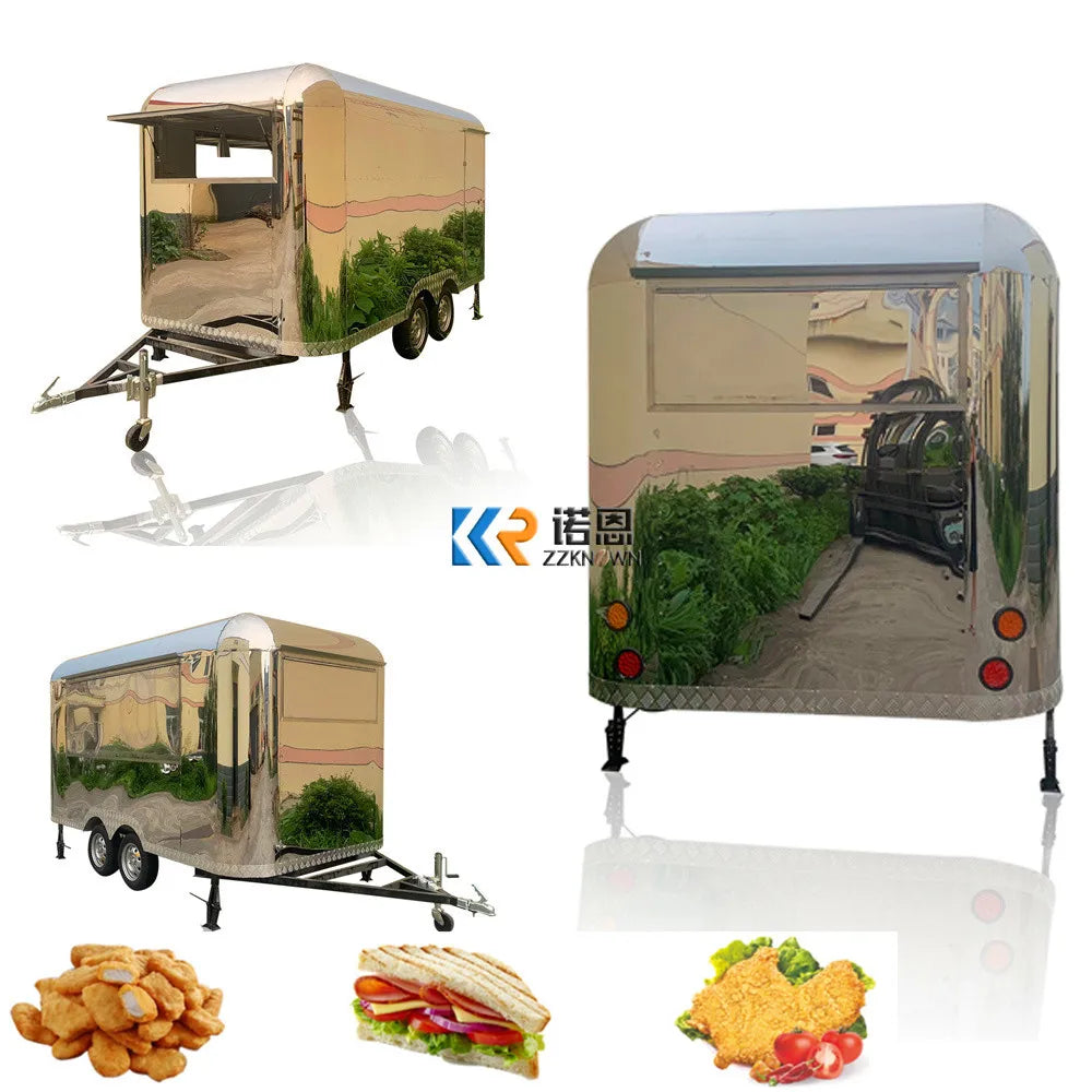 Mobile Kitchen Food Truck With DOT CE Fast Catering Carts Stainless Steel Food Trailer for Sale Europe