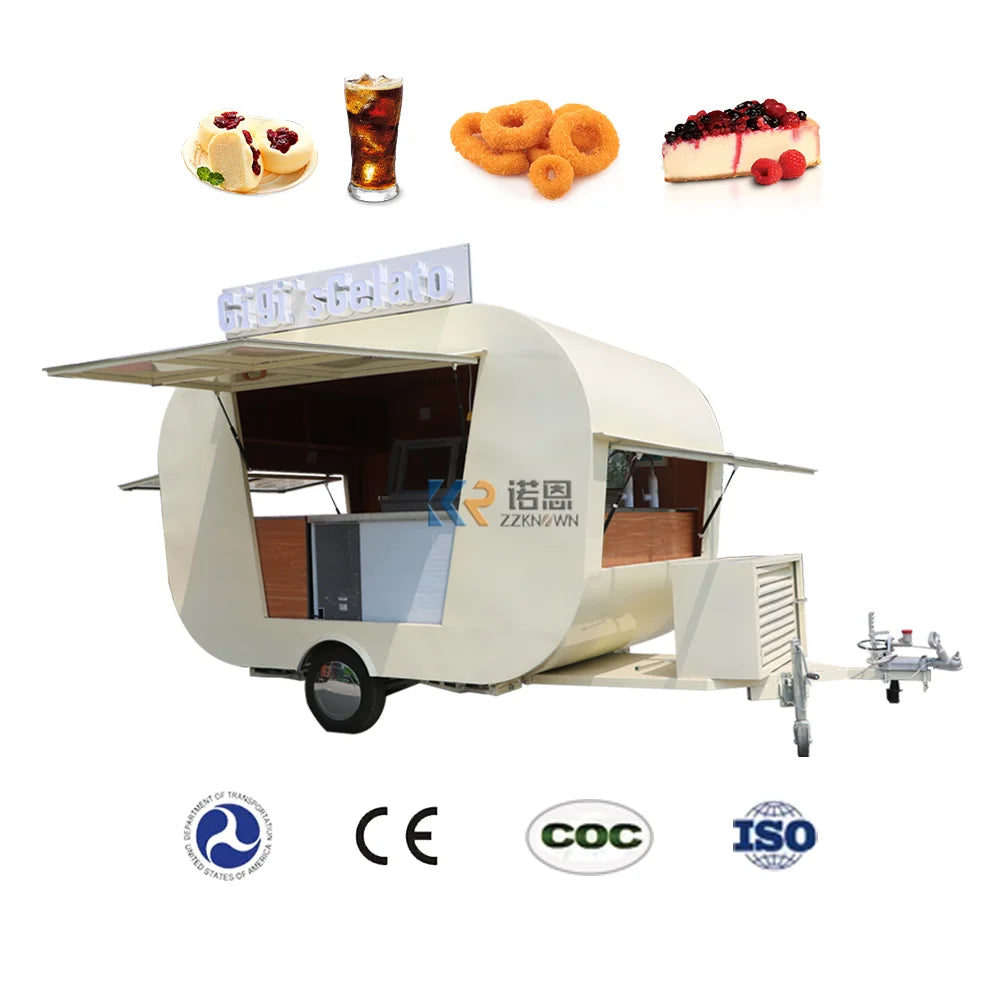 Stainless Steel Food Truck Hot Dog Deep Fryer Pizza Mini Food Trucks Miami Ice Push Stand Cart Trailer