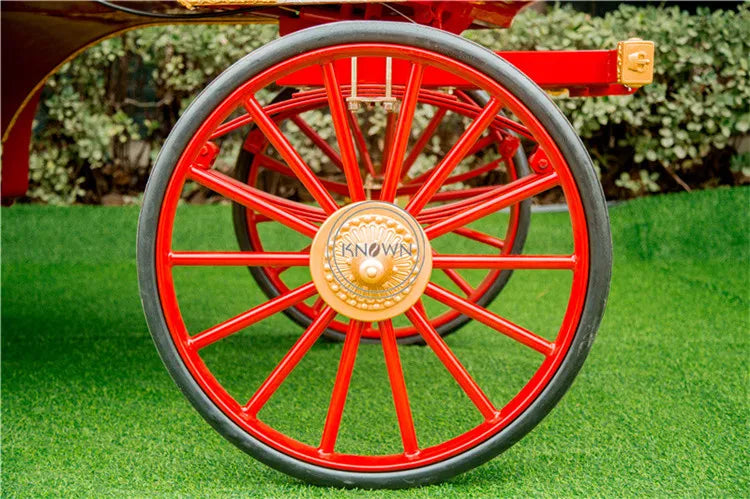 OEM Customized Four Wheel Marathon Horse Cart Carriage Trailer European Royal Family Red Sightseeing Car