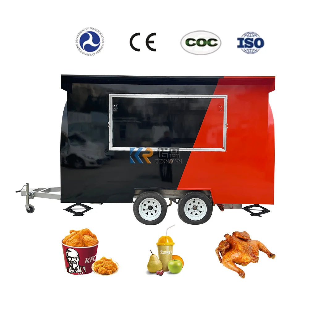 Factory Wholesale Food Truck Street Mobile Food Cart Outdoor Kitchen Fast Food Trailer With Cooking Equipment For Sale