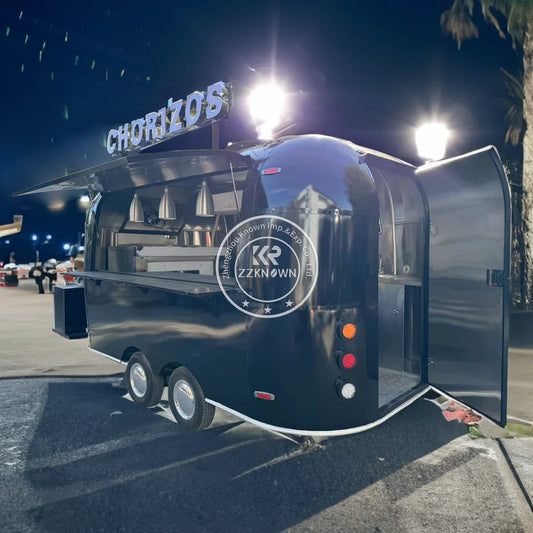 2024 China Manufacturer Stainless Steel Airstream Mobile Pizza Fast Food Truck Trailer With Full Kitchen Equipments For Sale