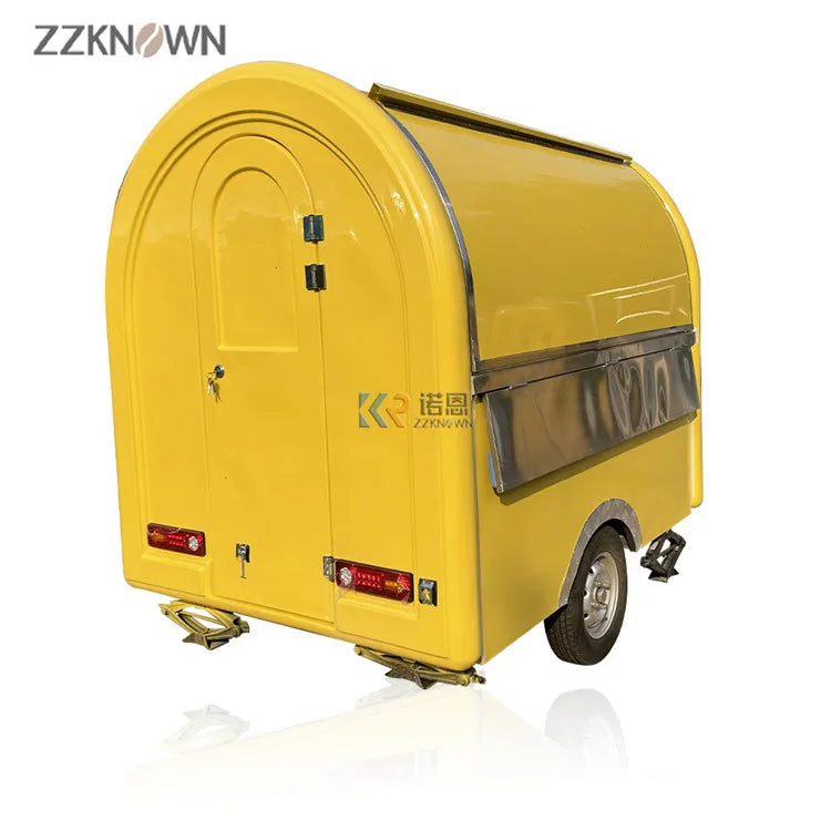 220CM Long BBQ Truck Kiosk Cart Hot Dog Coffee Vending Trailer Mobile Outdoor Street Food Caravan